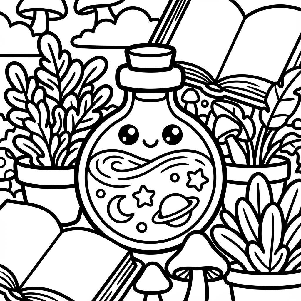 Cozy winter snow globe cabin, a lovely large outline coloring pages scene.